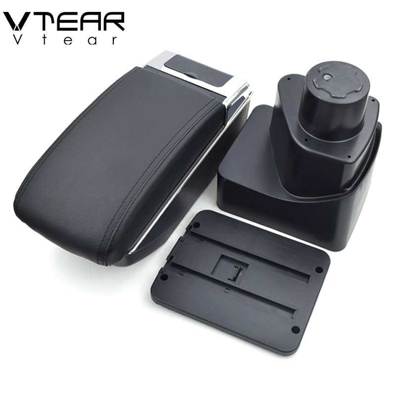 Vtear for Ford Ecosport Armrest Leather USB Interface Storage Box Red Thread Car-styling Interior ABS Arm Rest Accessories Part
