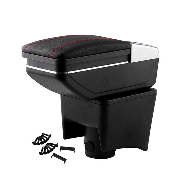 Black Leather Red Line Car Armrest Truck Seat Covers for VW Volkswagen Polo