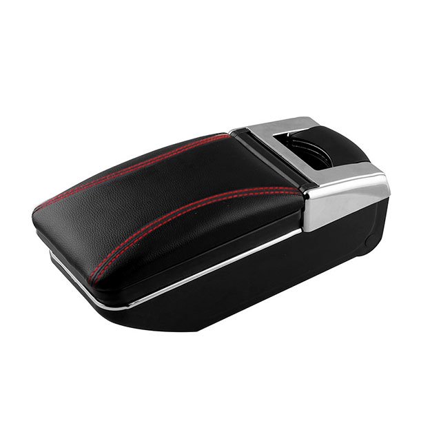 Black Leather Red Line Car Armrest Truck Seat Covers for VW Volkswagen Polo