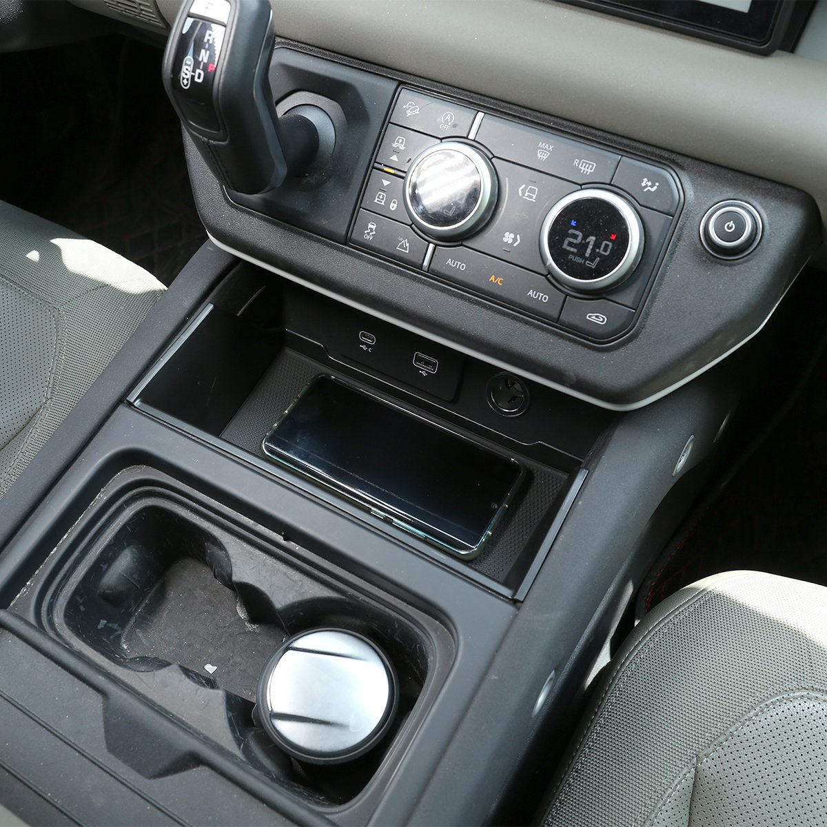 For LR Defender 110 2020 2021 Car ABS Black Central Storage Armrest Box Storage Box Phone Box Car Accessories