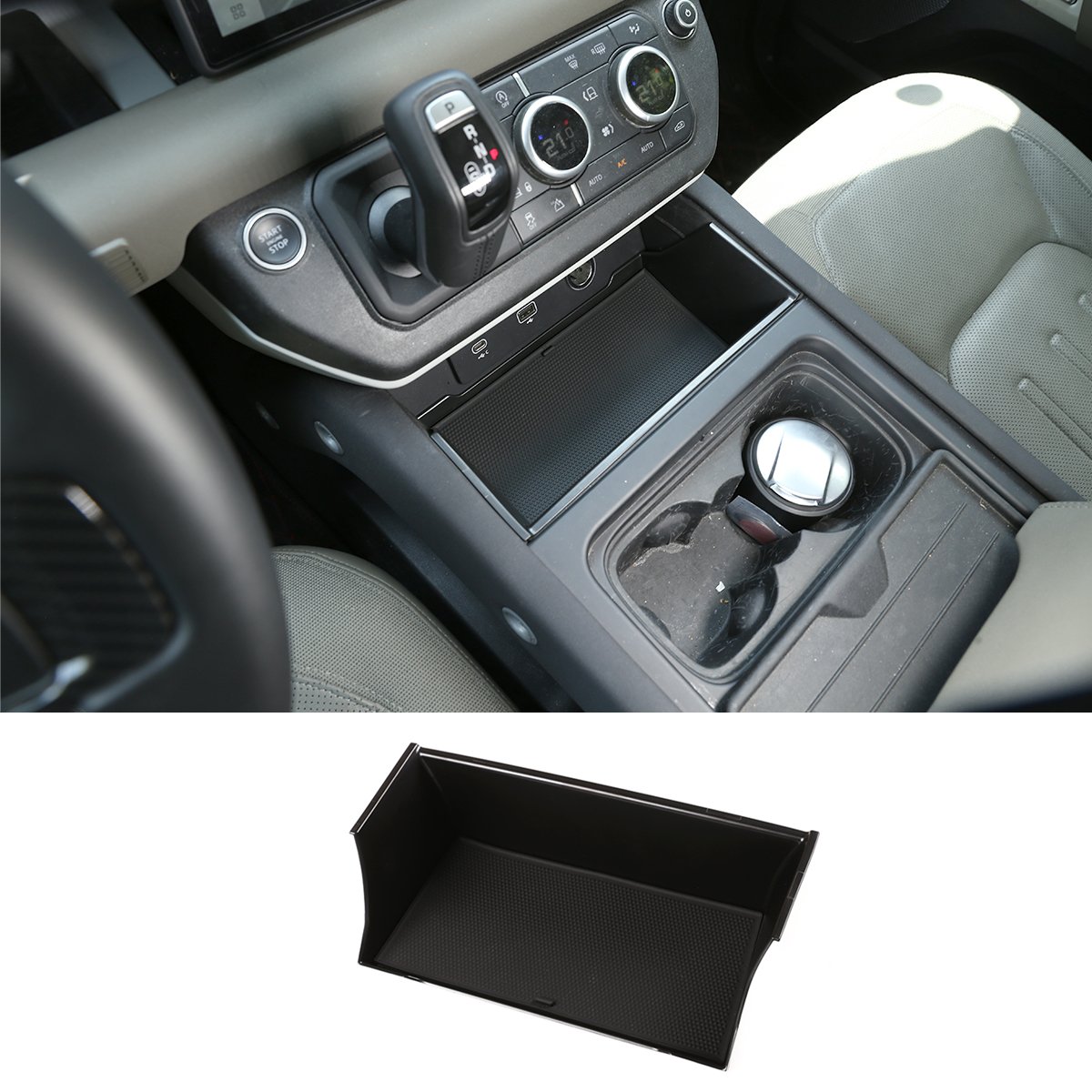 For LR Defender 110 2020 2021 Car ABS Black Central Storage Armrest Box Storage Box Phone Box Car Accessories
