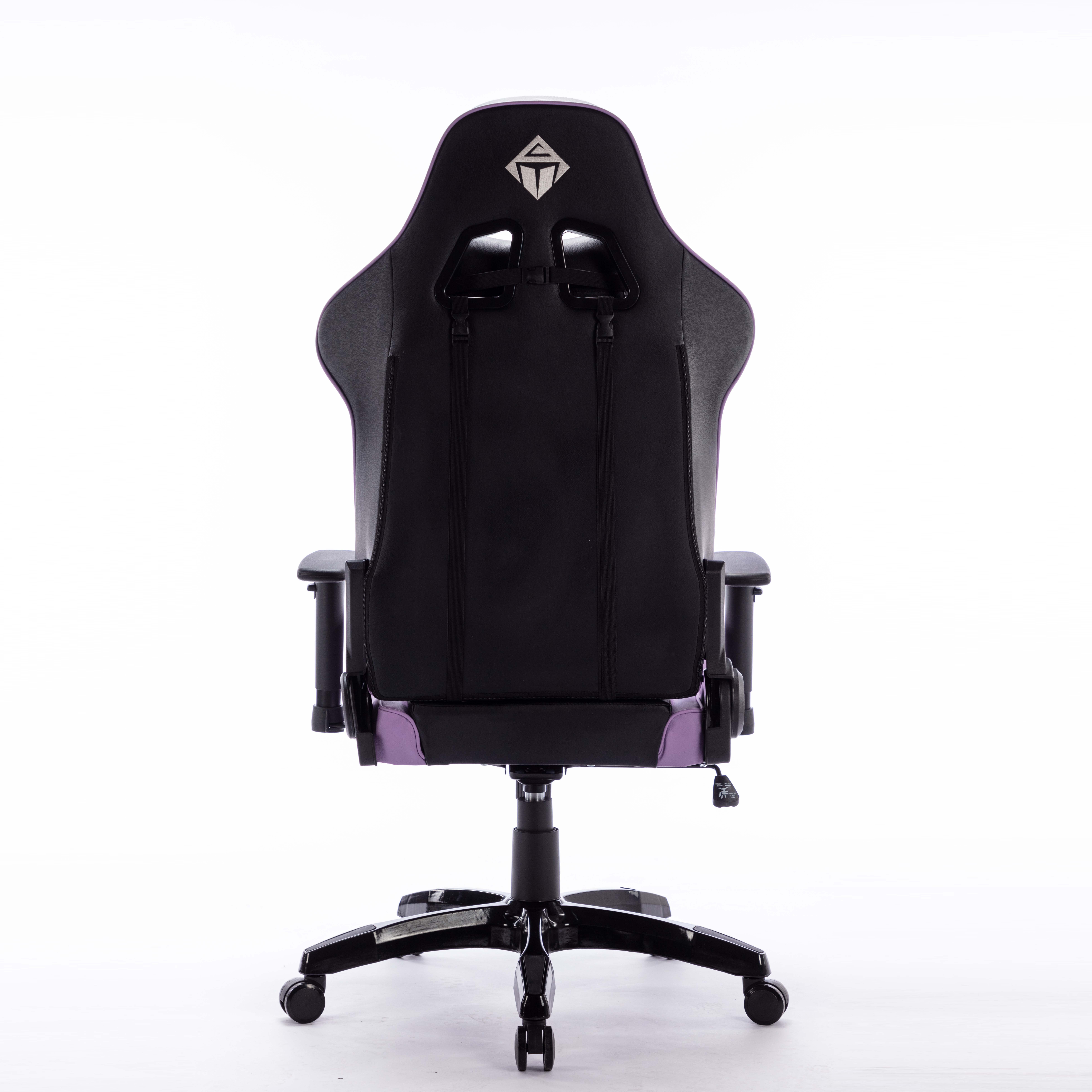 Seat Height Adjustment PC Computer Chair Swivel Racing Black and Purple Recliner Gaming Chair