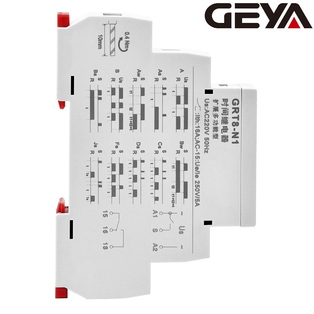 GEYA GRT8-N1 1SPDT AC230V AC/DC12V-240V Chinese Timer Relay Extended Multifunction Time Relay for Light Motor Pump