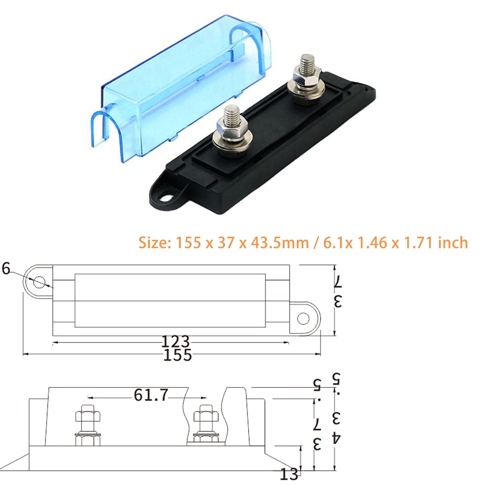 ANL Bolt Fuse Holder Waterproof Fork Bolt Fuse Box RV Boat Marine Accessories Bolt Down Fuse Relay Box Distribution Block