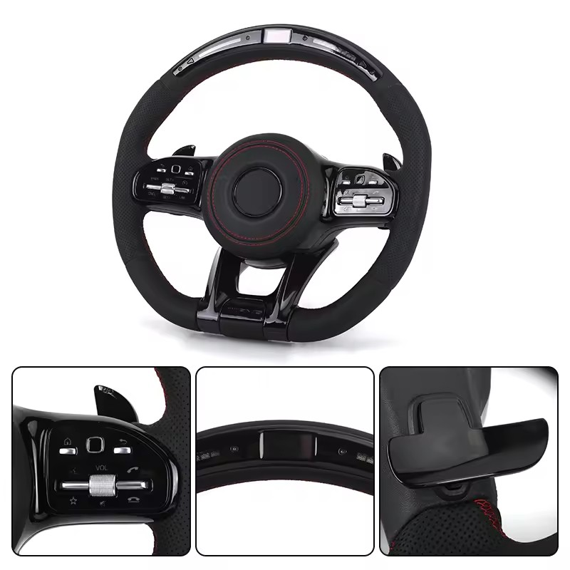 With Led Display Volant Lenkrad Full Leather Steering Wheel for Mercedes Benz W204 W205 W206 W221 S221 W222 W213 C180 AMG