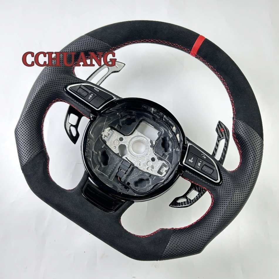 Custom Alcantara leather steering wheel for Audi A3 A4 A5 RS3 RS4 RS5 RS6 RS7 Carbon fiber steering wheel shift paddles