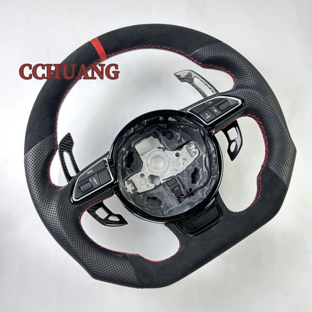 Custom Alcantara leather steering wheel for Audi A3 A4 A5 RS3 RS4 RS5 RS6 RS7 Carbon fiber steering wheel shift paddles
