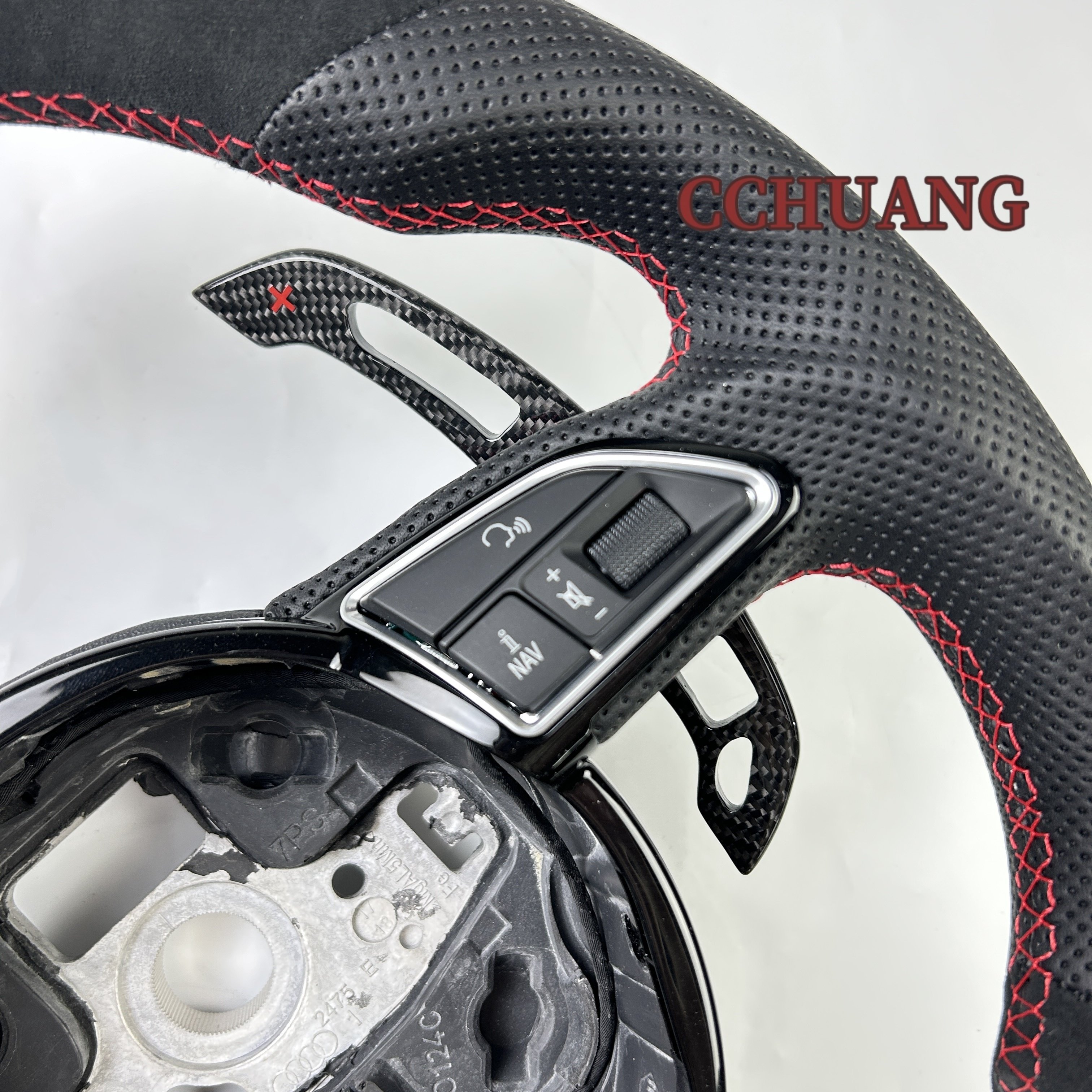 Custom Alcantara leather steering wheel for Audi A3 A4 A5 RS3 RS4 RS5 RS6 RS7 Carbon fiber steering wheel shift paddles