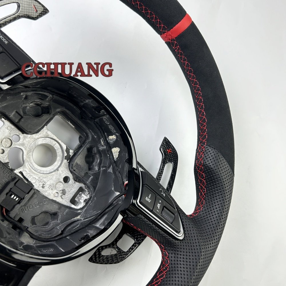 Custom Alcantara leather steering wheel for Audi A3 A4 A5 RS3 RS4 RS5 RS6 RS7 Carbon fiber steering wheel shift paddles