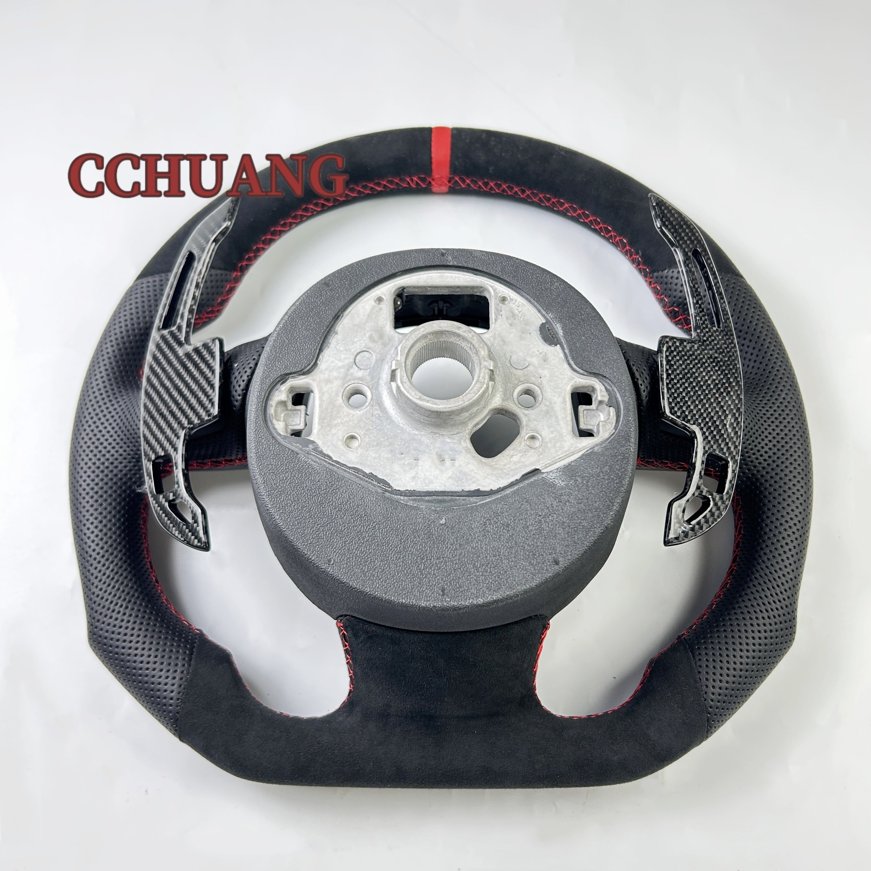Custom Alcantara leather steering wheel for Audi A3 A4 A5 RS3 RS4 RS5 RS6 RS7 Carbon fiber steering wheel shift paddles
