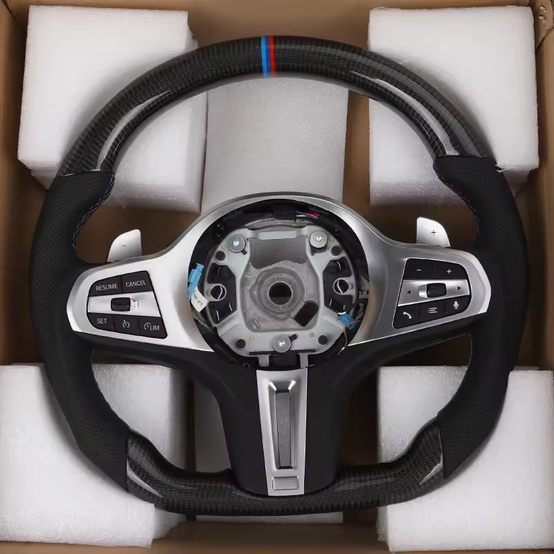 Custom Volant M Sport Leather Carbon Fiber Steering Wheel for BMW G30 G11 G12 G20 G31 G38 G05 G21 G82 G80 G02 X3 G01 M3 M4 M5