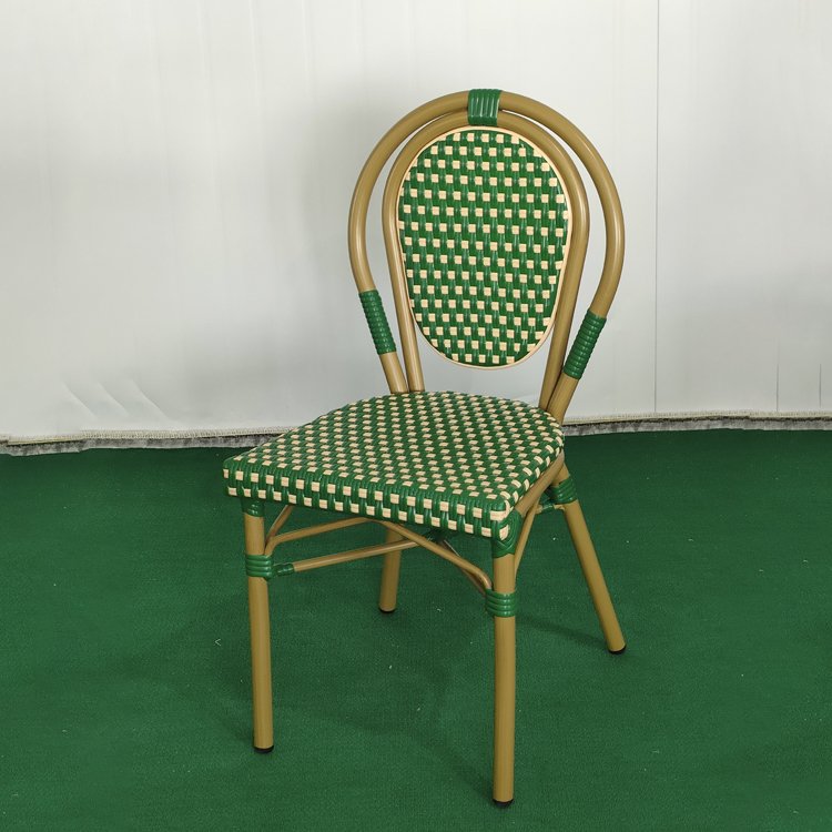 Outdoor Garden Stackable Armrests Woven Rattan Furniture Commercial Patio Cafe rainbow Rattan Chairs