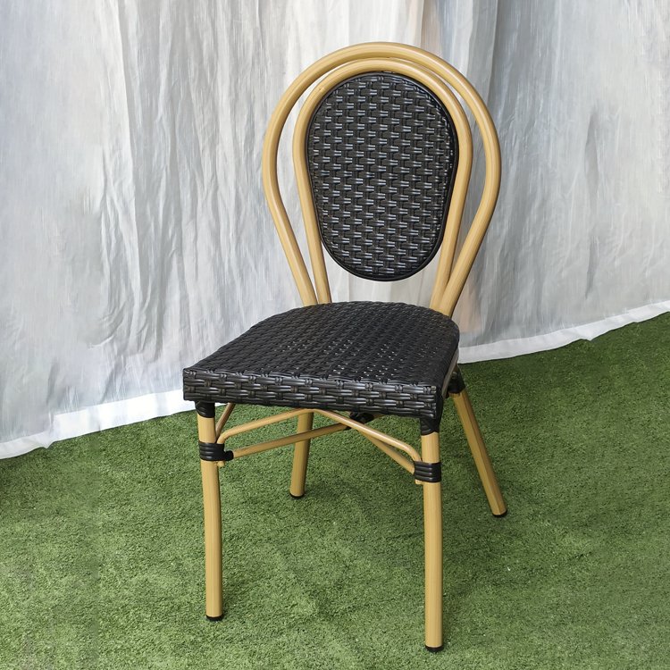 Outdoor Garden Stackable Armrests Woven Rattan Furniture Commercial Patio Cafe rainbow Rattan Chairs