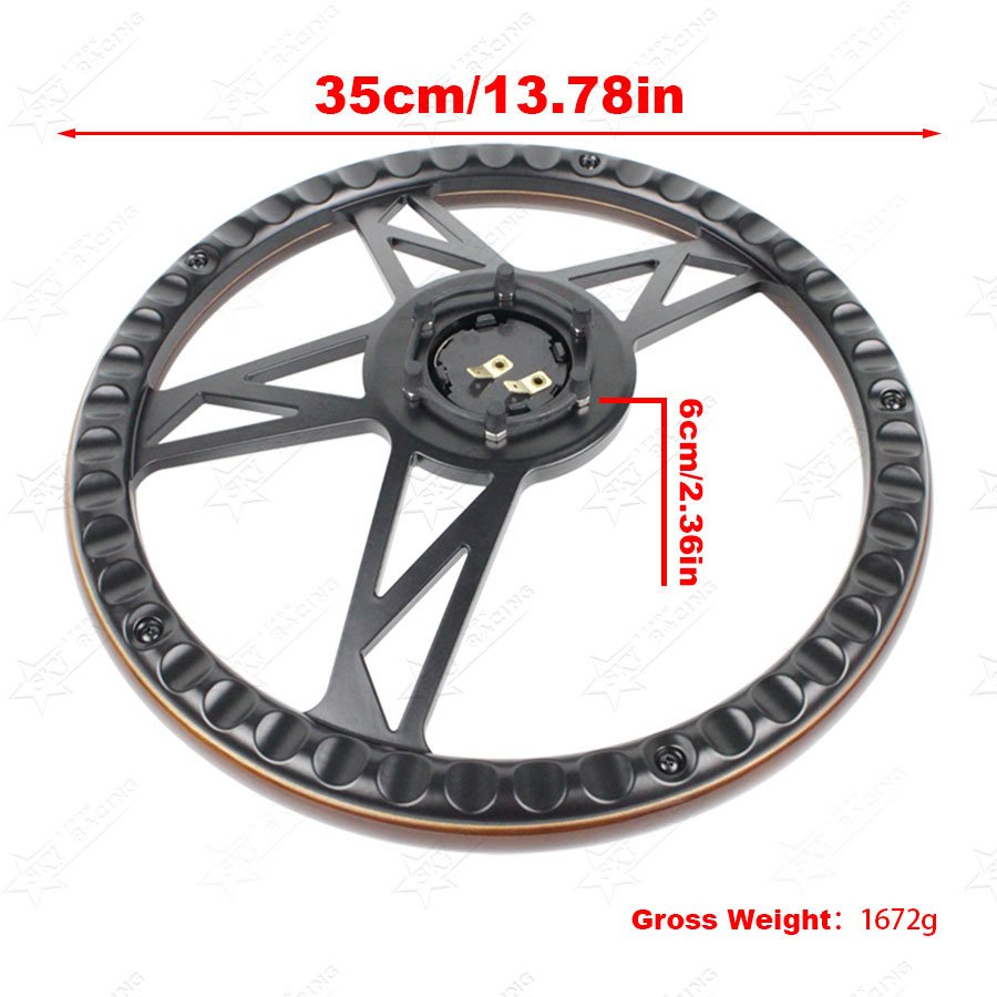 Universal 350mm Classic Real Wood Steering Wheel Half Wrap 6 Bolts 14inch Vintage Car Black Spoke Wood Steering Wheel