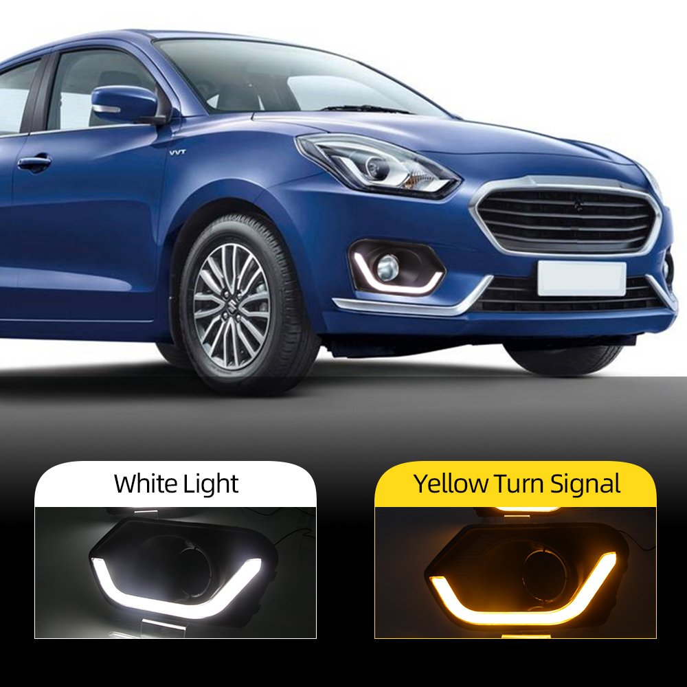 FOG LAMP for Suzuki Dzire 2017 2018 2019 Yellow Turn Signal Relay Car DRL Lamp 12V LED Daytime Running Light Daylight