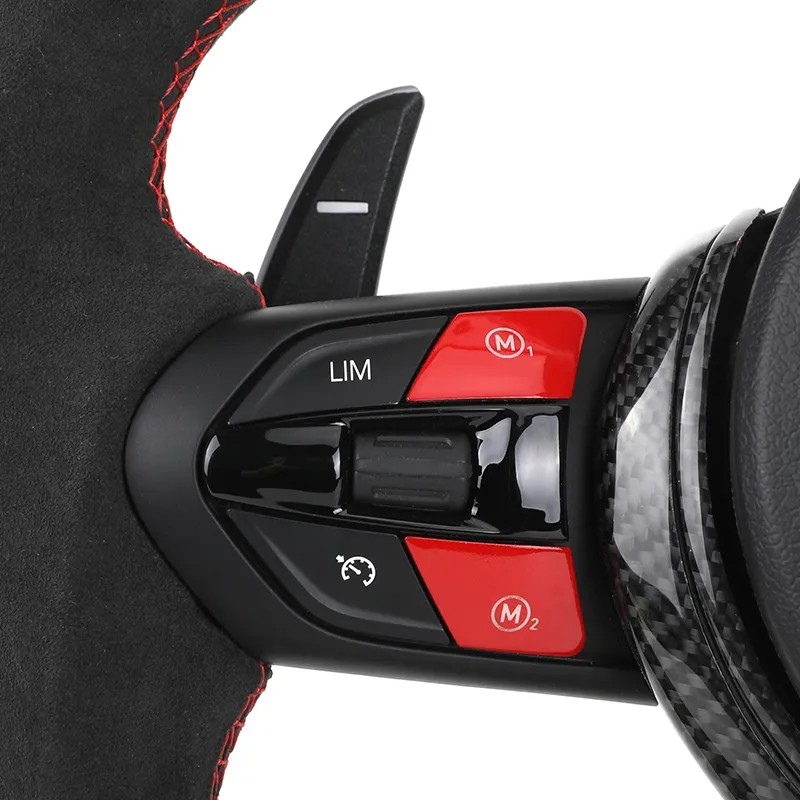 With Red M1 M2 Button Half Alcantara Carbon LED Steering Wheel for BMW 5 Series F10 F30 F01 E90 E60 E46 M3 F32 E39 E82 E87 E92