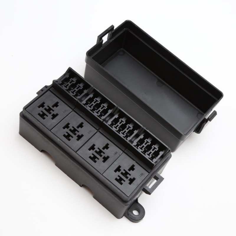 12V Fuse Relay Box With 4 Pcs 4 Pin Relays and 12 Pcs ATC/ATO Blade Fuses