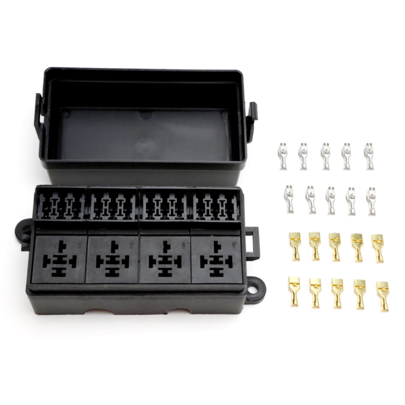 12V Fuse Relay Box With 4 Pcs 4 Pin Relays and 12 Pcs ATC/ATO Blade Fuses