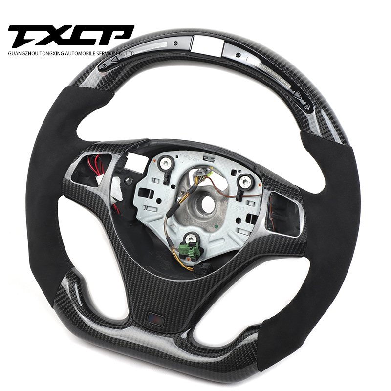 Custom Alcantara carbon fiber steering wheel Fit For BMW E90 E92 E93 M3 led sport steering wheel car