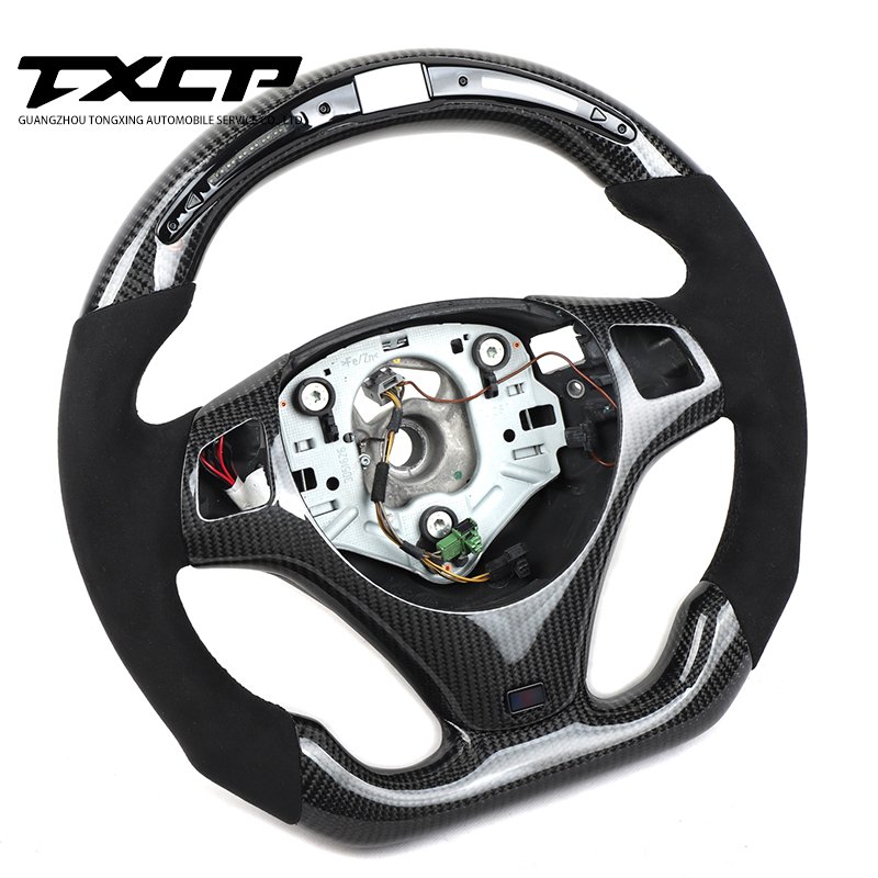 Custom Alcantara carbon fiber steering wheel Fit For BMW E90 E92 E93 M3 led sport steering wheel car