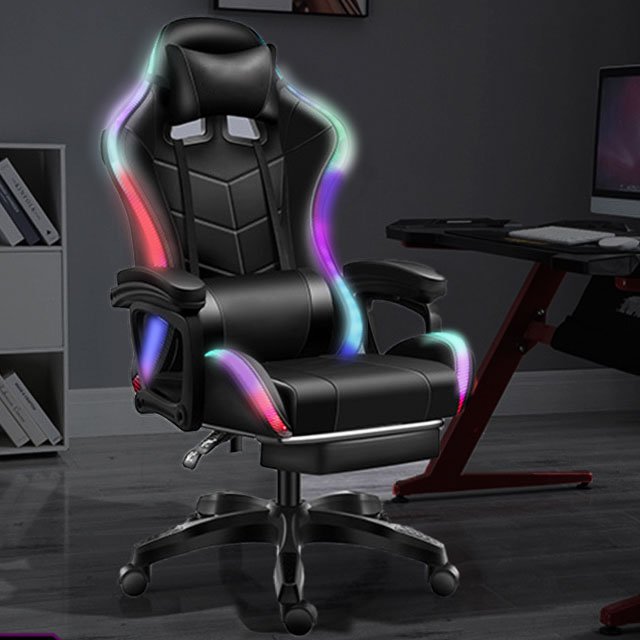 Custom Logo Ergonomic Design Adjustable Multifunctional Massage Blue-tooth Speaker Rgb Light Swivel Gaming Chair