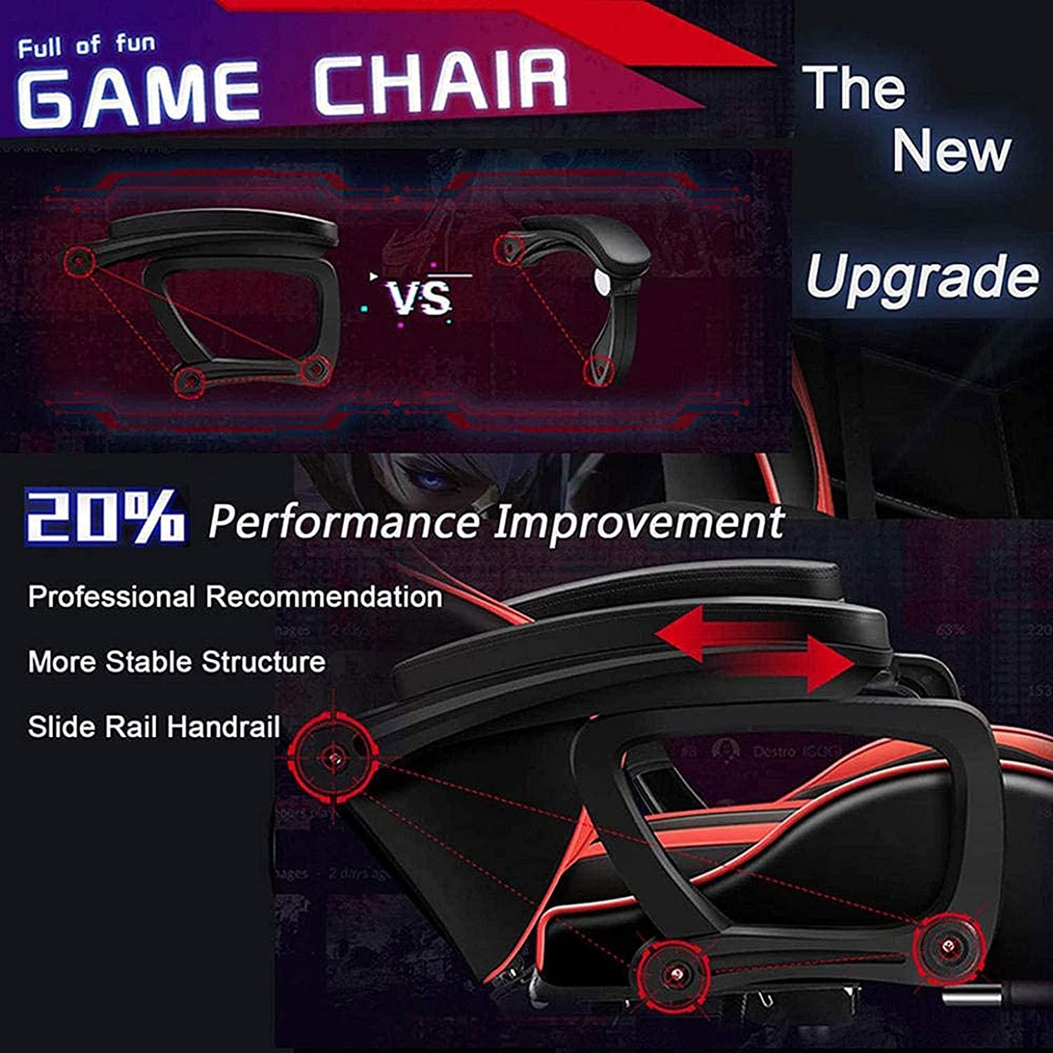 Custom Logo Ergonomic Design Adjustable Multifunctional Massage Blue-tooth Speaker Rgb Light Swivel Gaming Chair