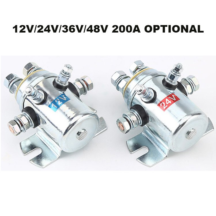 12V 24V 36V 48V 200A Electrical Winch Relay 6 Terminal Winch Motor Positive and Negative Golf Cart Relay Solenoid