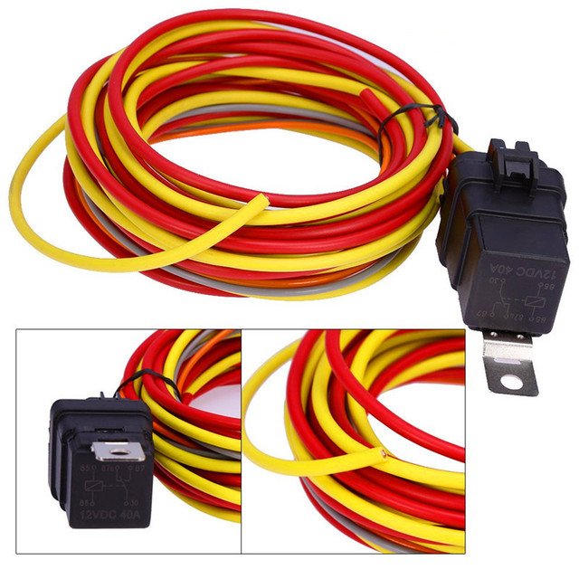 Thermostat 40 Amp Dual Electric Cooling Fan Wiring Relay Install Kit Fan Cooling Harness Automotive Wire Harness