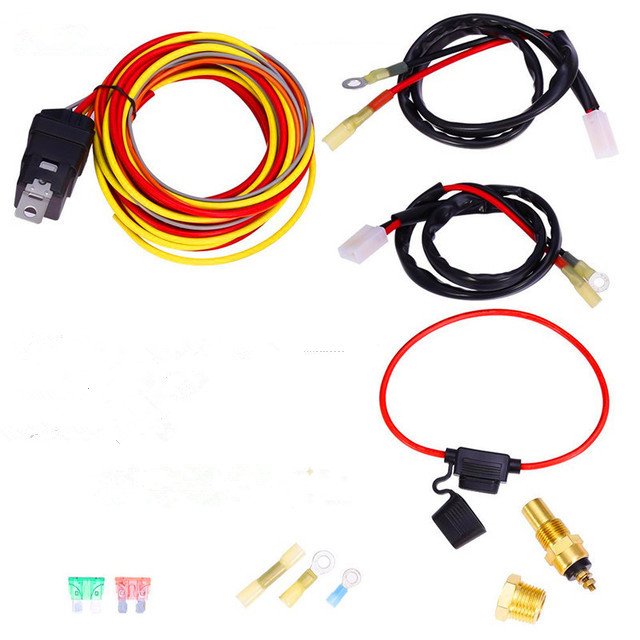 Thermostat 40 Amp Dual Electric Cooling Fan Wiring Relay Install Kit Fan Cooling Harness Automotive Wire Harness
