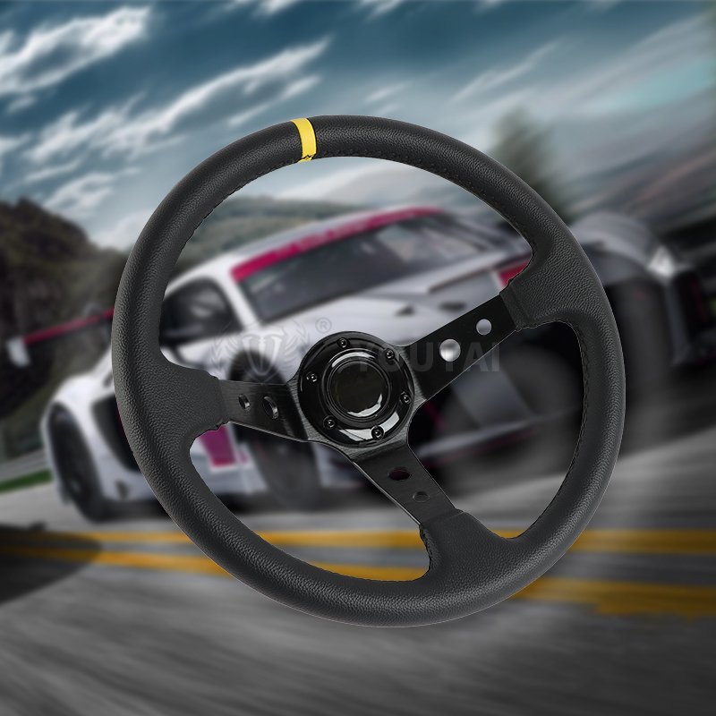 Customize Steering Wheel 340mm leather Deep Concave Universal leather With Ring Drifting Car Steering Wheel