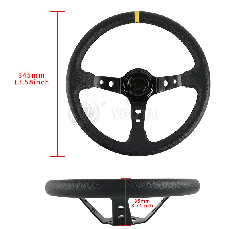 Customize Steering Wheel 340mm leather Deep Concave Universal leather With Ring Drifting Car Steering Wheel