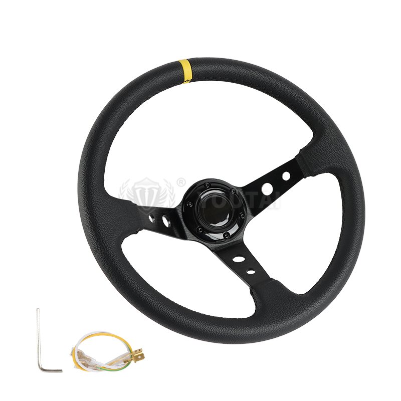 Customize Steering Wheel 340mm leather Deep Concave Universal leather With Ring Drifting Car Steering Wheel