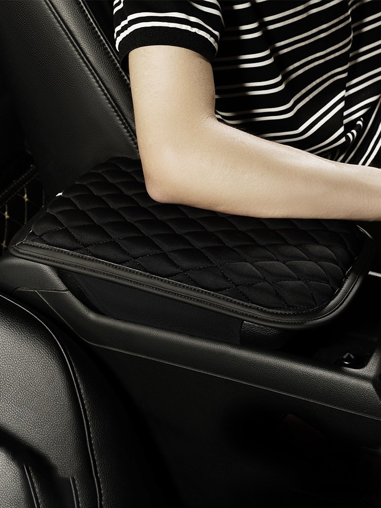 Universal Car Central Control Armrest Pad Leather Front Seat Cover with Raised Cup Holder Universal Car Armrest Box Cover