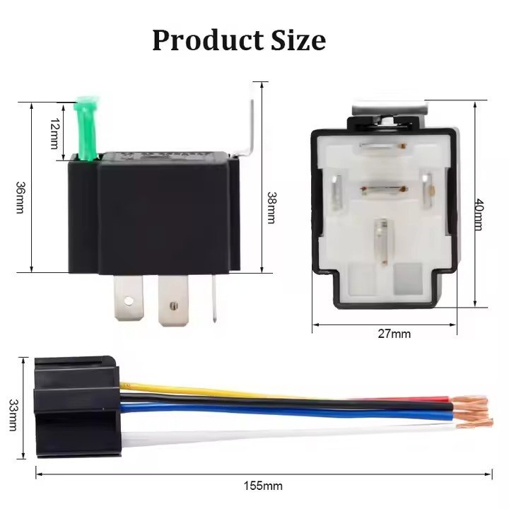 DC12V 30A Automotive Fuse Relay 4pin and Wire Harness Kit Car Relay with Metal Bracket for Boat RV