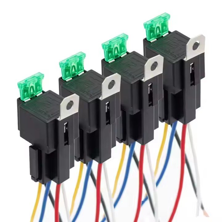 DC12V 30A Automotive Fuse Relay 4pin and Wire Harness Kit Car Relay with Metal Bracket for Boat RV