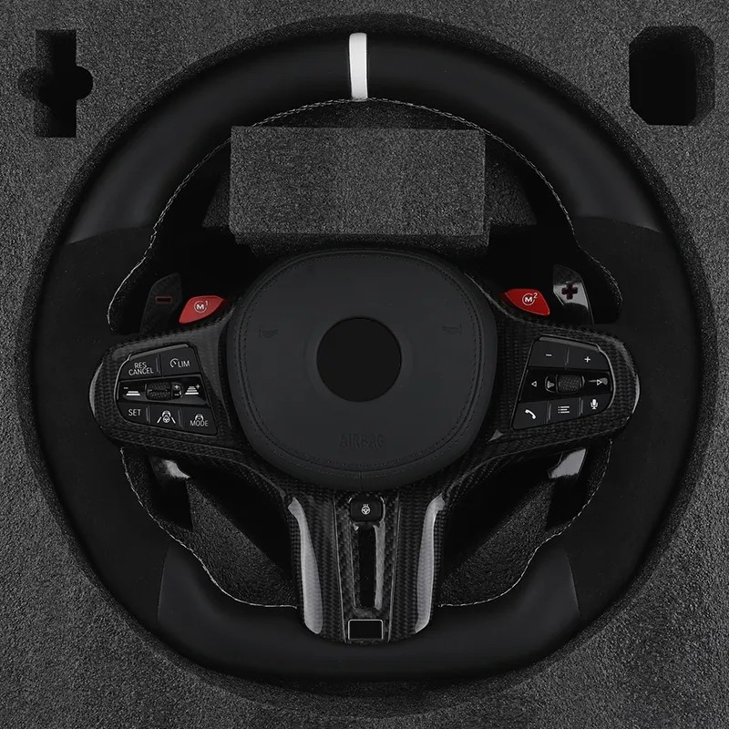 With M1 M2 Button Half Alcantara Leather Steering Wheel for BMW M3 G80 M4 G82 X3 G01 X4 G02 X5 G05 X6 G06 G11 G12 G20 G30 Z4 G29