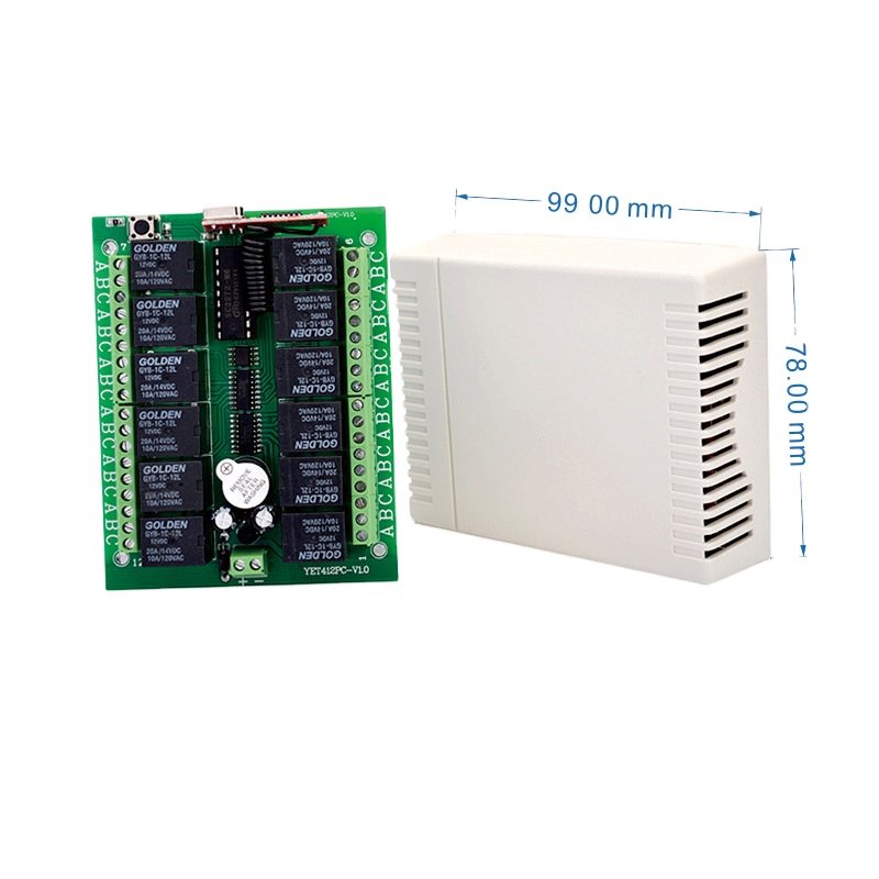 YET412+YET112D 12 Way Relay Switch 12 Volt Long Range Waterproof Remote Control Wireless Transmitter and Receiver