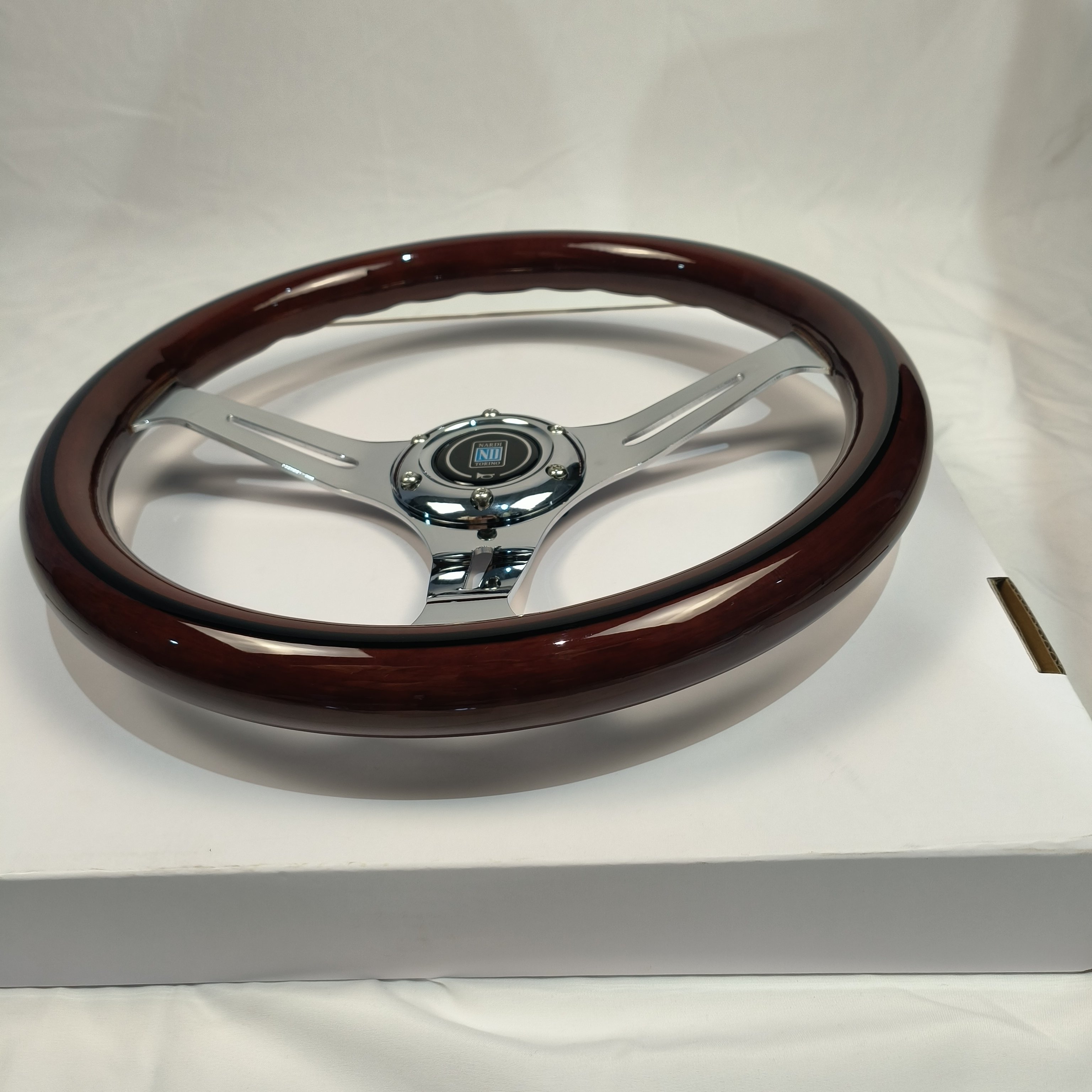 TRAPLY Universal 14inch Real Wood Steering Wheel JDM Racing Classic Solid Wood Steering Wheel