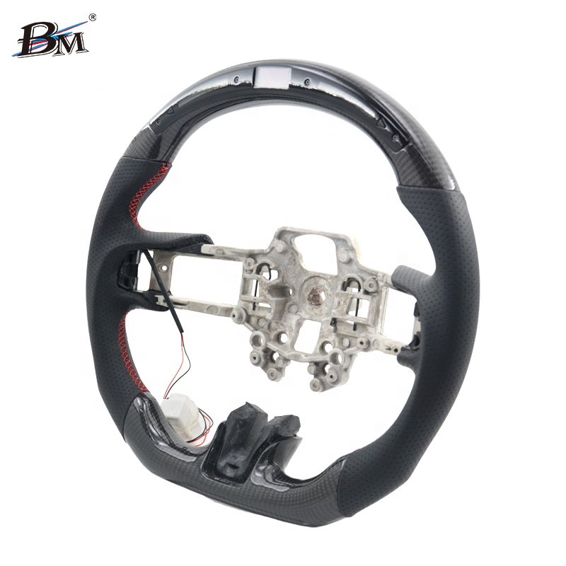 LED Carbon Fiber Black Perforated Leather For FORD MUSTANG 2018 2019 2020 2021 2022 Steering Wheels Interior Accessories For Car