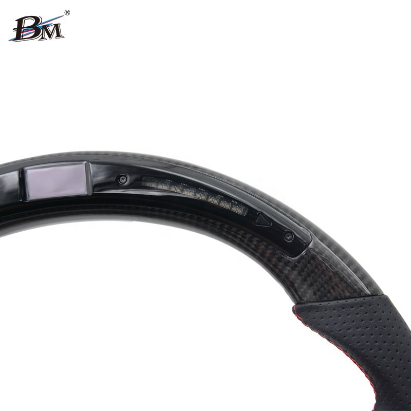 LED Carbon Fiber Black Perforated Leather For FORD MUSTANG 2018 2019 2020 2021 2022 Steering Wheels Interior Accessories For Car