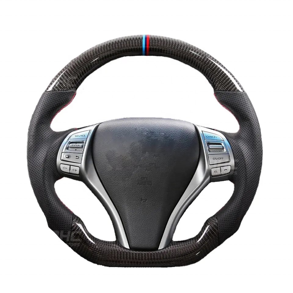 100% Real Carbon Fiber Steering Wheel Fit For Nissan Teana NAVARA NP300 2015 2016 2017 2018 2019 2020 2021 steering wheel