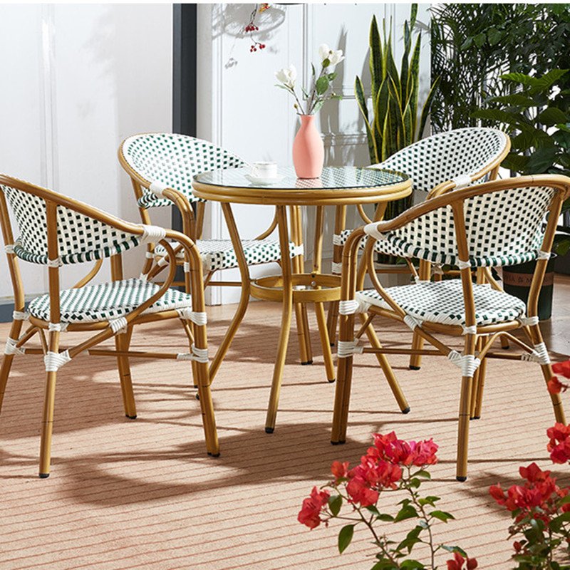 UPTOP Wholesale 2023 Modern Hot Sale Garden Outdoor Patio Furniture Dining Set Rattan Dining Armrests Chairs