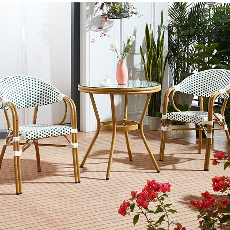 UPTOP Wholesale 2023 Modern Hot Sale Garden Outdoor Patio Furniture Dining Set Rattan Dining Armrests Chairs