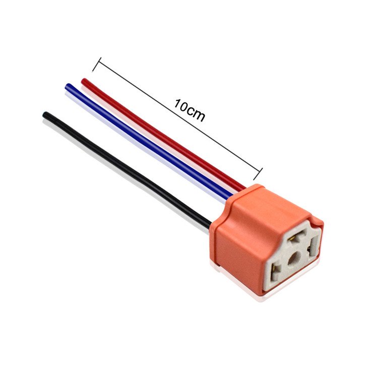 H4 Female Ceramic Socket Connector Adapter Bulb Base Wire Harness
