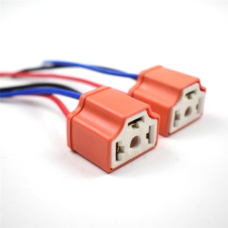 H4 Female Ceramic Socket Connector Adapter Bulb Base Wire Harness