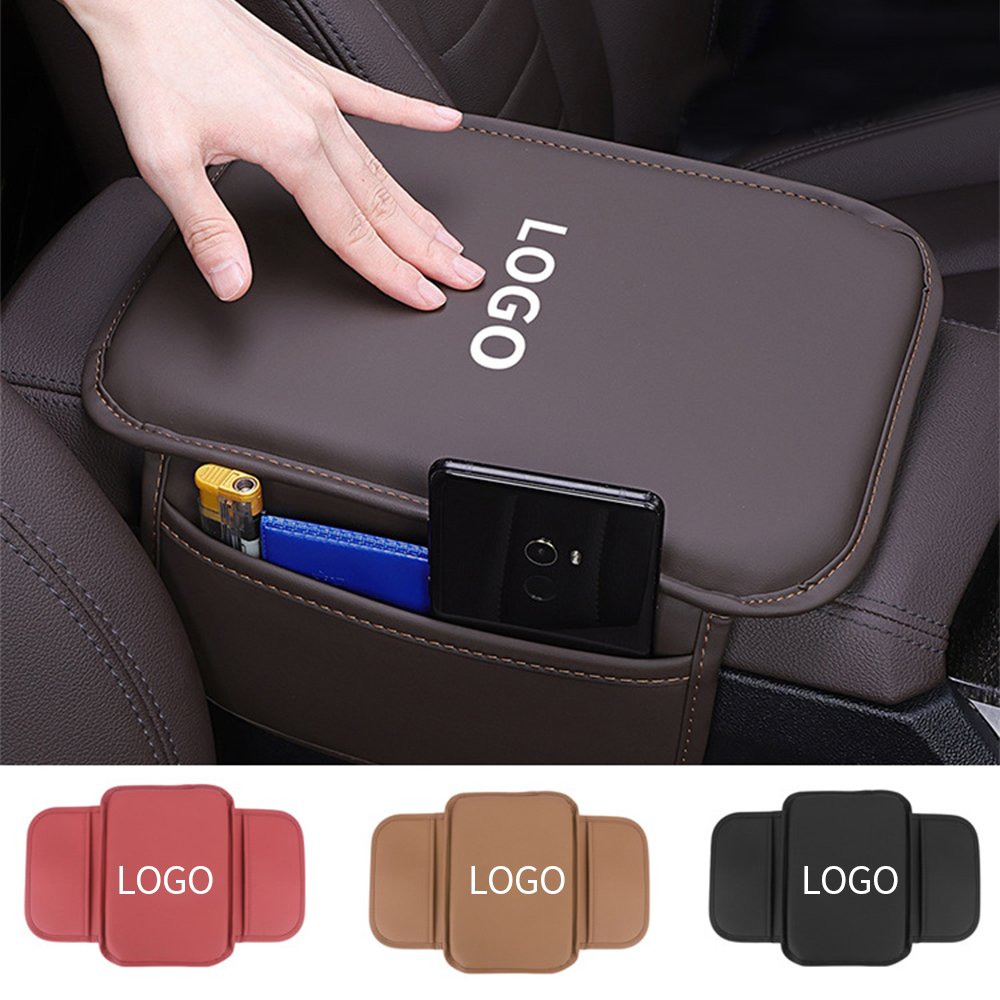 Universal Leather Armrest Box Extender Protector Elbow Cushion Phone Organizer Armrest Cushion Car Armrest Mats With Car Logo