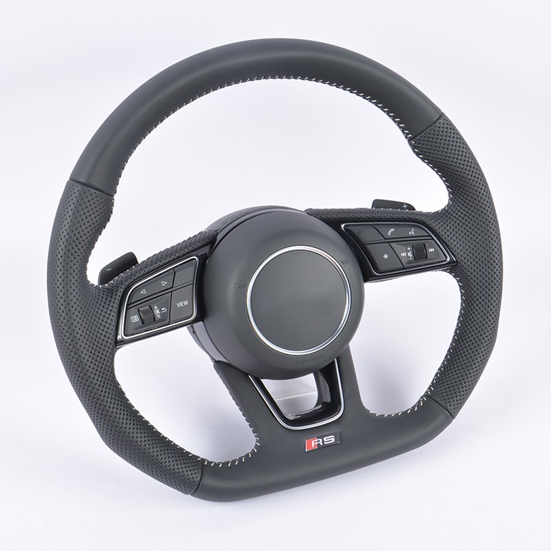 For 2007-2022 Audi Rs Rs3 Rs4 Rs5 Rs6 Rs7 A3 R8 A4 A5 A6 A7 A8 Steering Wheel Use 100% Black High Quality Leather