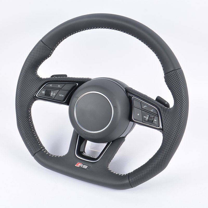 For 2007-2022 Audi Rs Rs3 Rs4 Rs5 Rs6 Rs7 A3 R8 A4 A5 A6 A7 A8 Steering Wheel Use 100% Black High Quality Leather