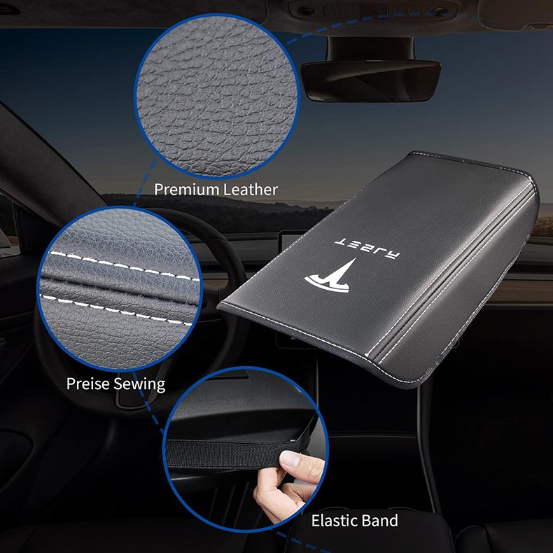 Car Interior Accessories Car Center Console Pad Waterproof PU Leather Armrest Box Cover for Tesla Model 3 Model Y