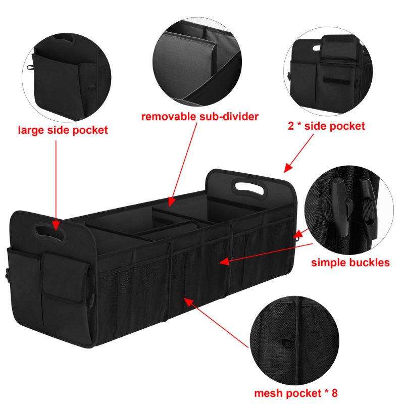 Car Trunk Organizer Box, Car Storage Organizer with Large Capacity Waterproof Collapsible Trunk Organizer for Car Suv/Jeep/Sedan
